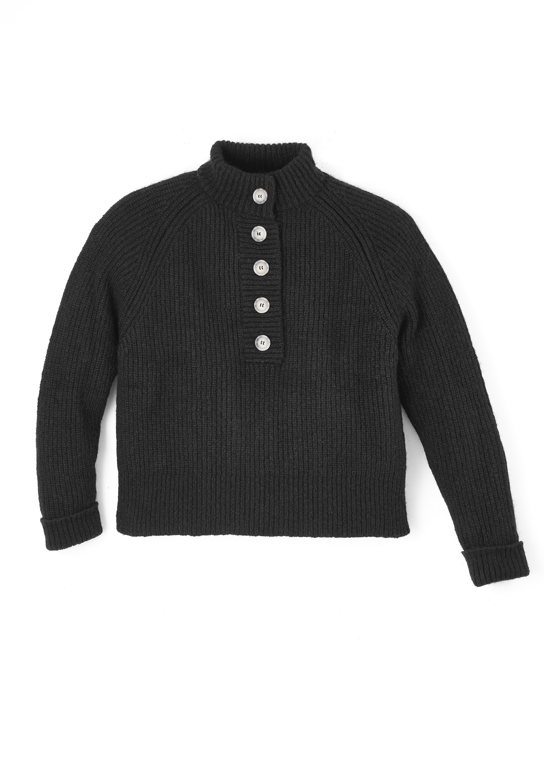 W7S25 Struktur Sweater mit Knopfleiste