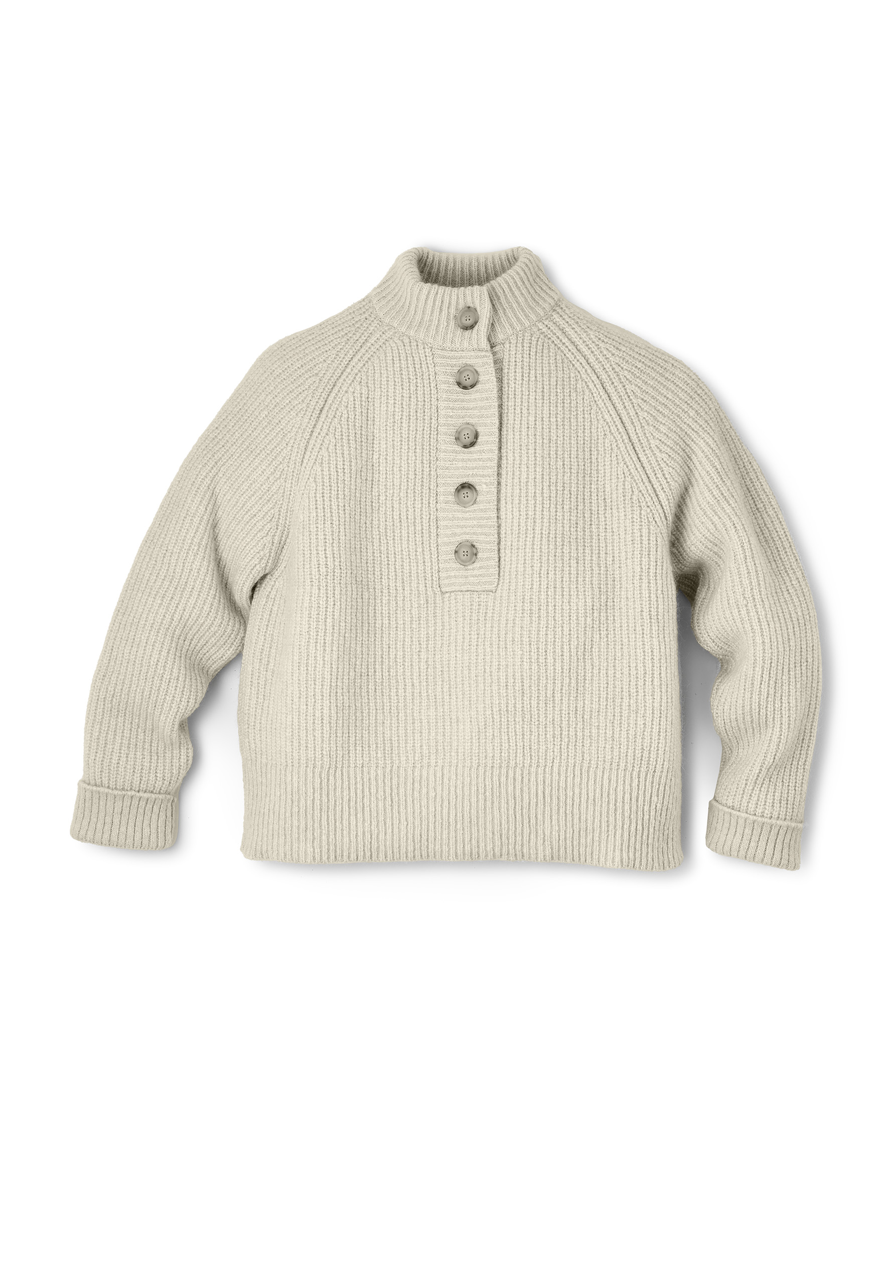 W7S25 Struktur Sweater mit Knopfleiste